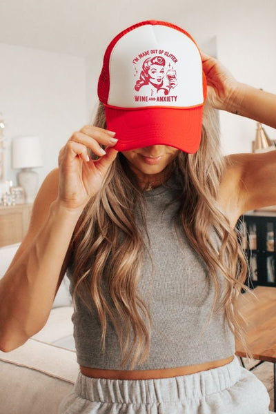 Just A Girl Who Loves Wine At Christmas Distressed Strap-on Cap Hat il_fullxfull.  main image 2