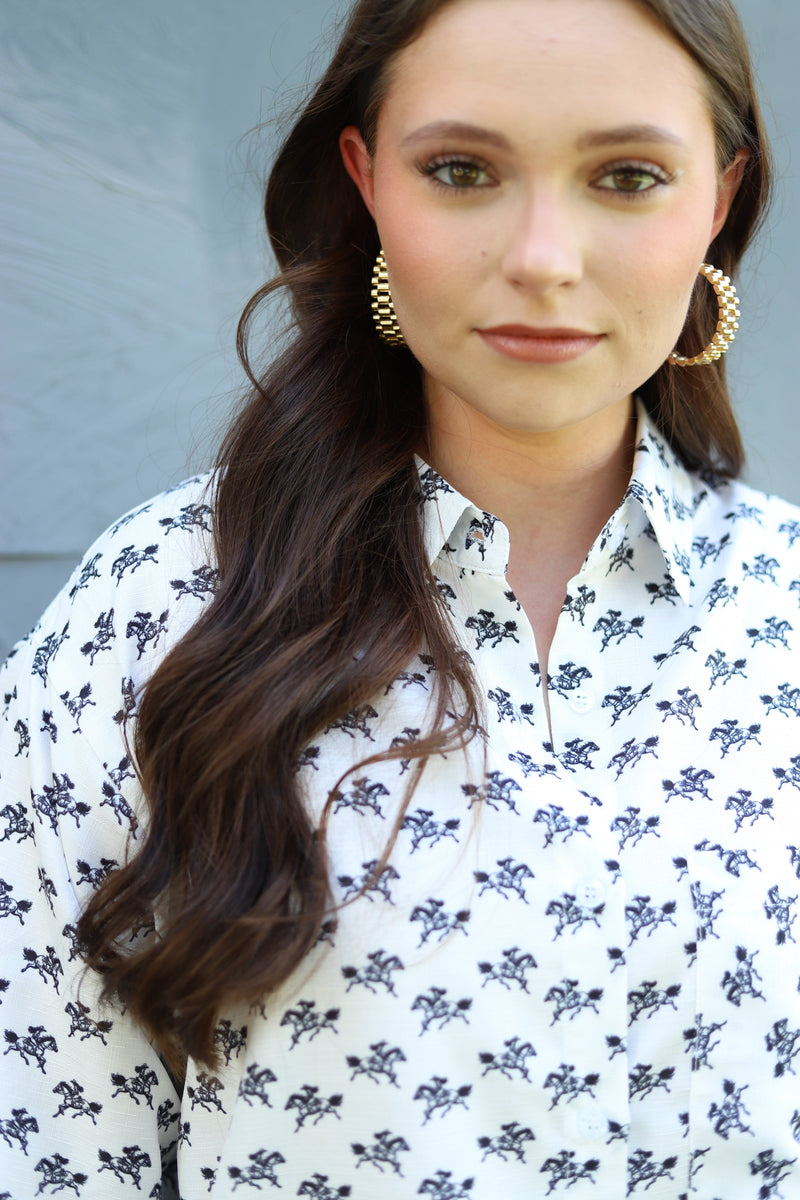CC36 RIDE EM COWGIRL BUTTON DOWN TOP