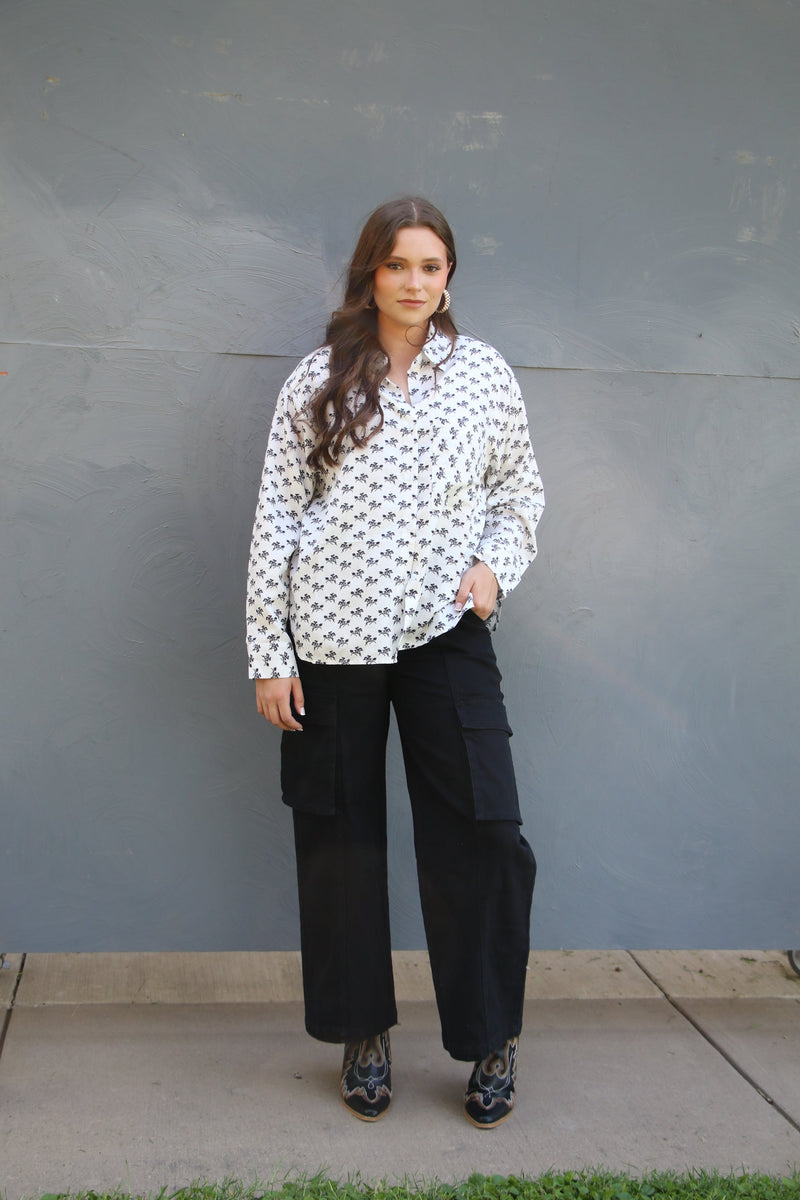 CC36 RIDE EM COWGIRL BUTTON DOWN TOP