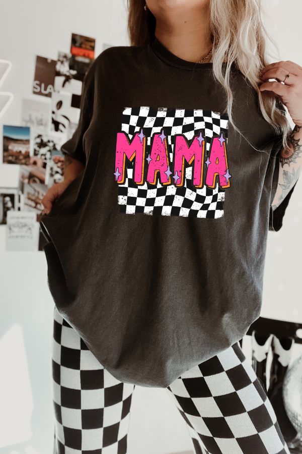 1717 Hot pink Mama Checkered T-Shirt 18.00/PIECE MIN OF 6