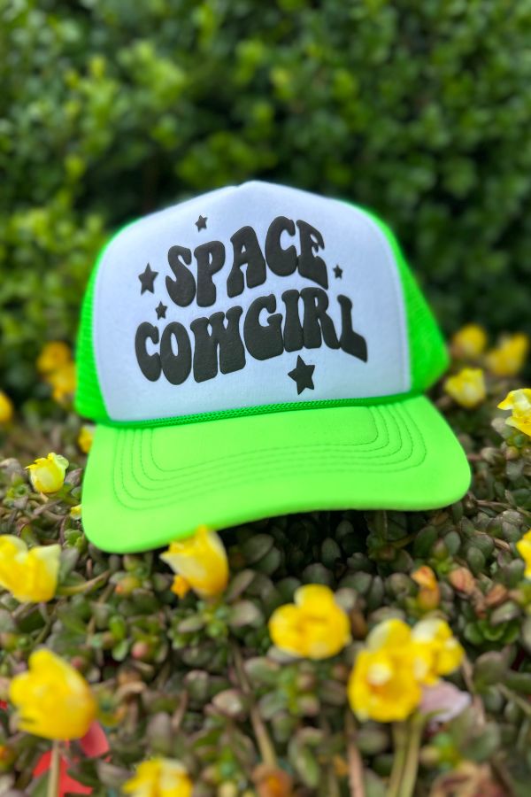 SPACE COWGIRL LIME GREEN TRUCKER HAT