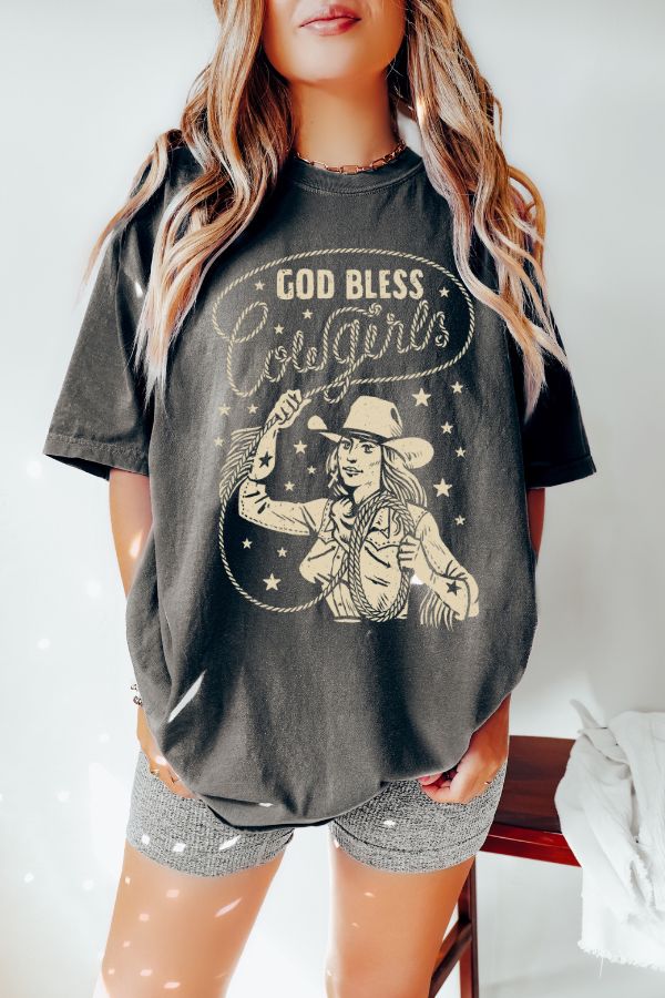God Bless Cowgirls Comfort Colors Shirt