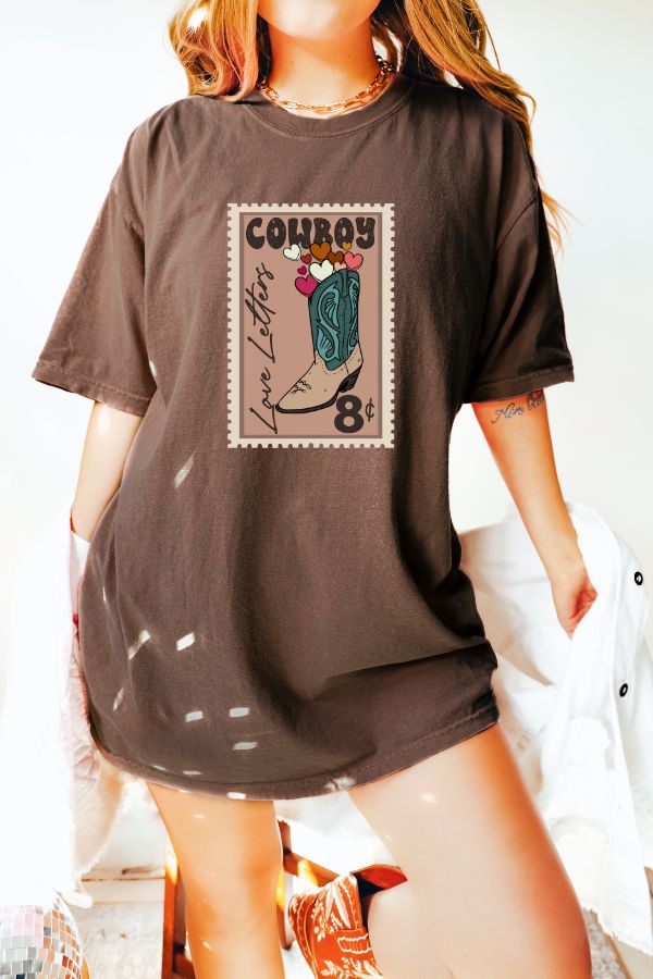 COWBOY LETTERS COMFORT COLORS T-SHIRTS