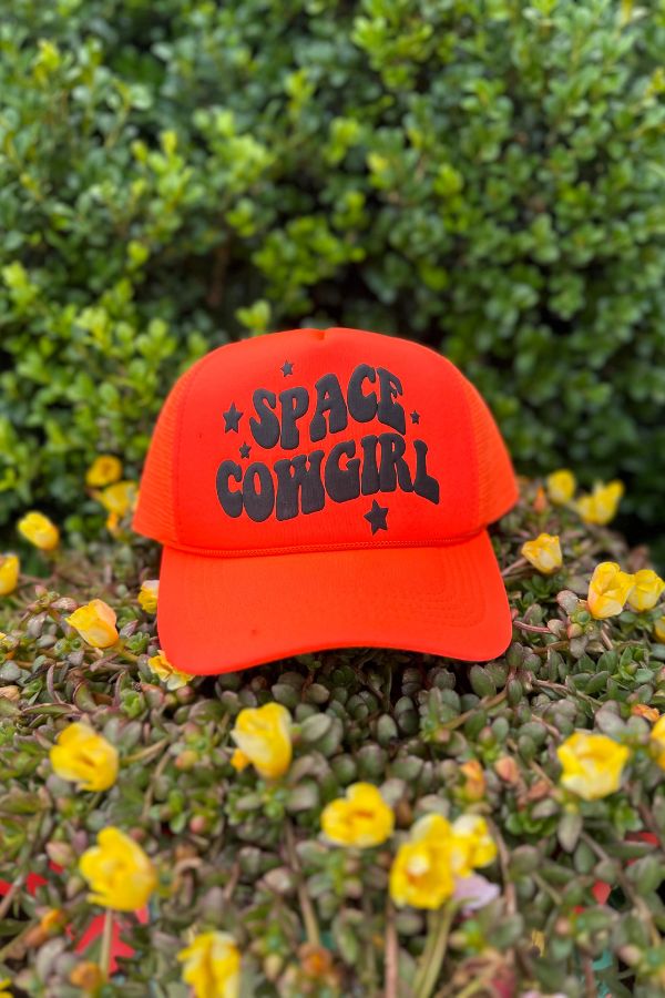 SPACE COWGIRL RED TRUCKER HAT
