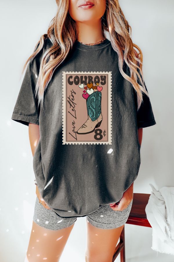 COWBOY LETTERS COMFORT COLORS T-SHIRTS
