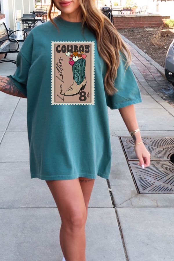 COWBOY LETTERS COMFORT COLORS T-SHIRTS
