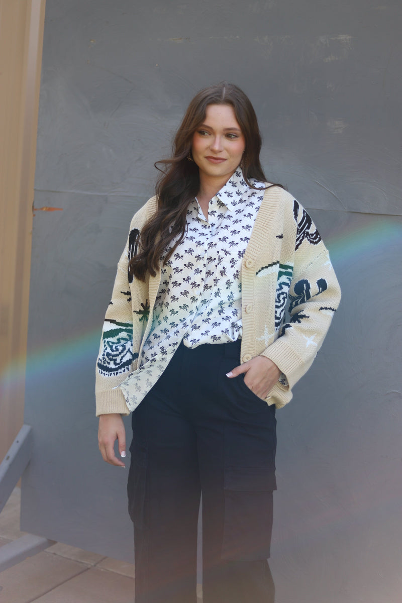 CC36 RIDE EM COWGIRL BUTTON DOWN TOP