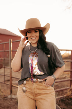 1717 SEQUIN FRINGE BOOTS T-SHIRT