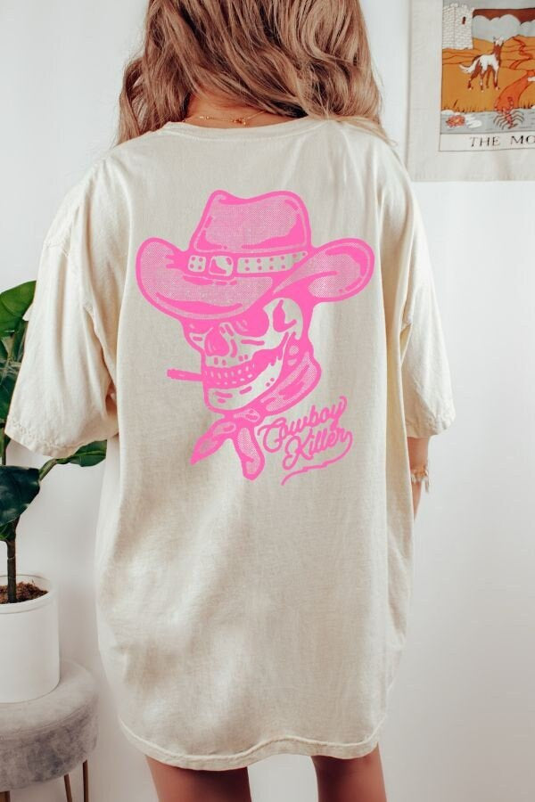 Cowboy Killer Hot Pink FRONT AND BACK  T-Shirt