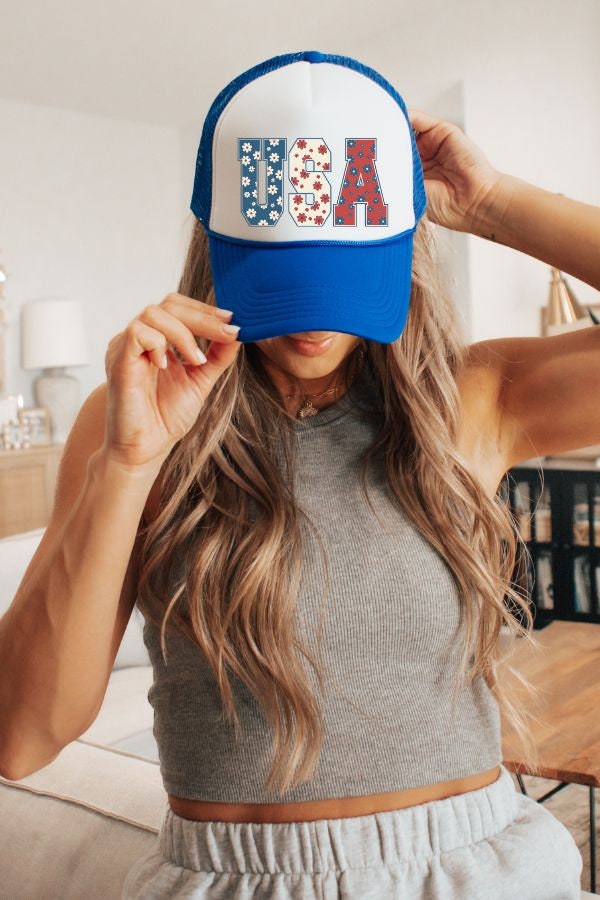 USA Trucker Hat, 4th of July Trucker Hat, Independence Day Trucker Hat, Red White and Blue Trucker Hat, Summer Trucker Hat, Girls Trip Hat