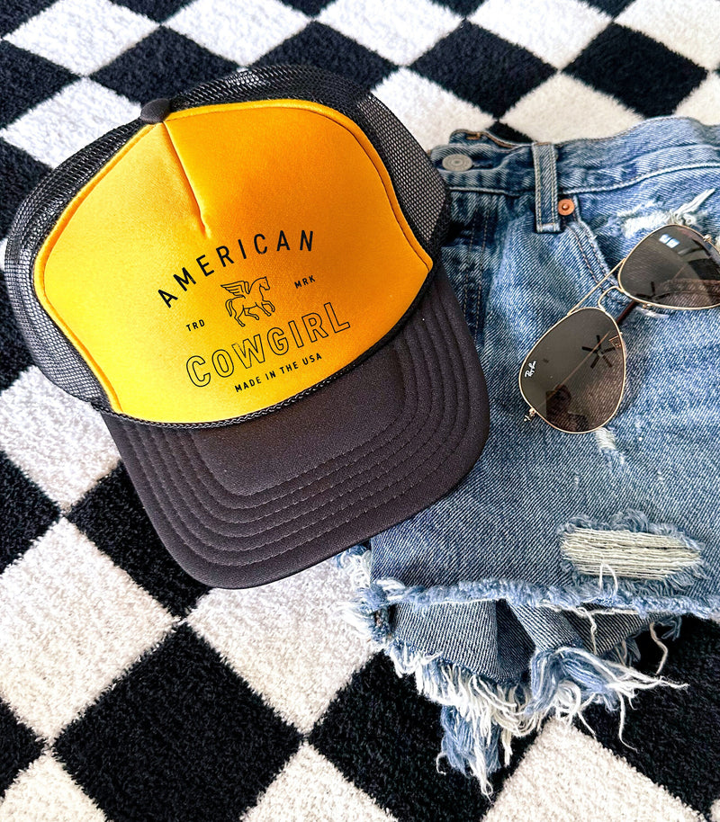 American Cowgirl Trucker Hat, Cowboy Trucker Hat, Western Hat, Cute Trucker Hat, Cowgirl Hat, Retro Cowgirl, Girls Trip Hat
