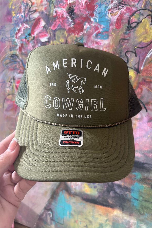 Olive American Cowgirl Trucker Hat
