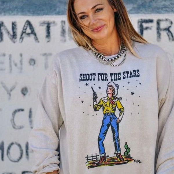 SHOOT FOR THE STARS BLEACHED SWEATSHIRT – Crazy Consuela