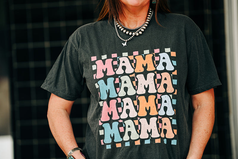 Checked Mama Mama Mama Comfort Colors T-Shirt