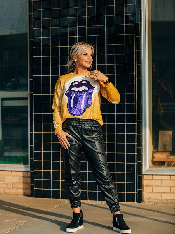 PURPLE SEQUIN LIPS SWEATSHIRT